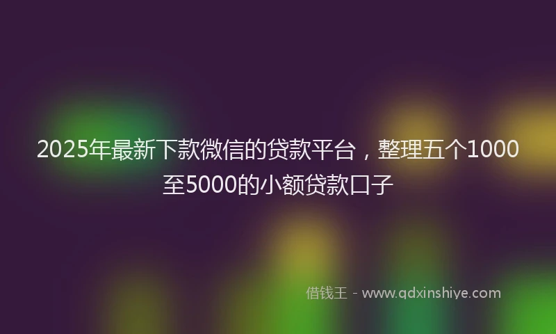 2025年最新下款微信的贷款平台，整理五个1000至5000的小额贷款口子