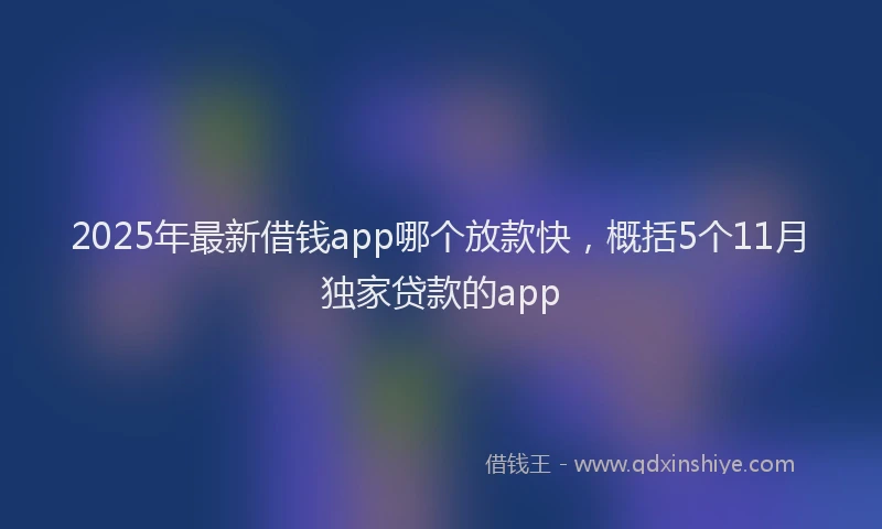 2025年最新借钱app哪个放款快，概括5个11月独家贷款的app