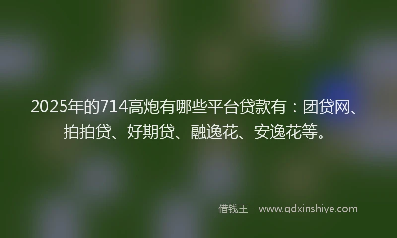 2025年的714高炮有哪些平台贷款有：团贷网、拍拍贷、好期贷、融逸花、安逸花等。