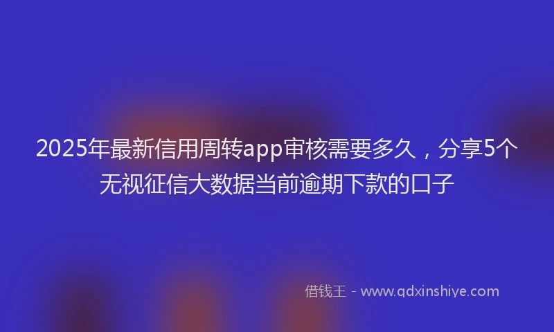 2025年最新信用周转app审核需要多久，分享5个无视征信大数据当前逾期下款的口子