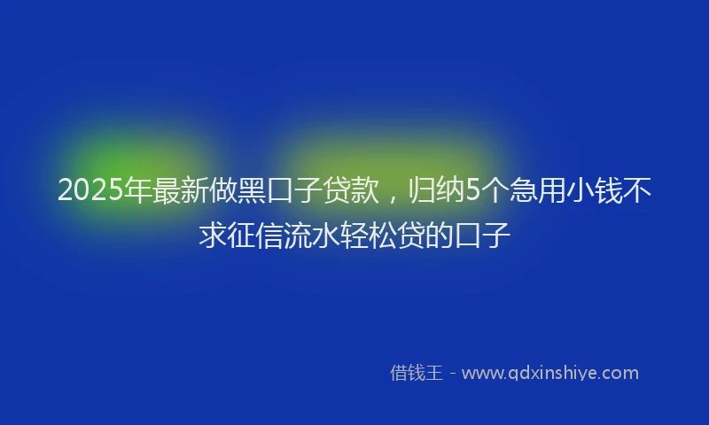 2025年最新做黑口子贷款，归纳5个急用小钱不求征信流水轻松贷的口子