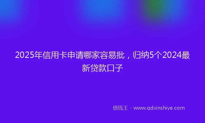 2025年信用卡申请哪家容易批，归纳5个2024最新贷款口子