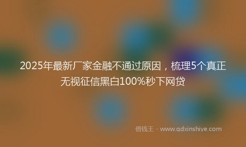 2025年最新厂家金融不通过原因，梳理5个真正无视征信黑白100%秒下网贷