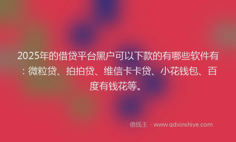 2025年的借贷平台黑户可以下款的有哪些软件有：微粒贷、拍拍贷、维信卡卡贷、小花钱包、百度有钱花等。