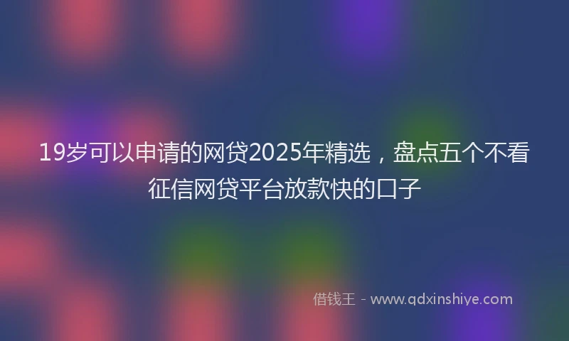 19岁可以申请的网贷2025年精选，盘点五个不看征信网贷平台放款快的口子