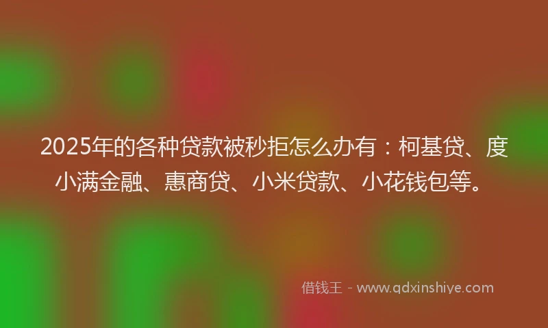 2025年的各种贷款被秒拒怎么办有：柯基贷、度小满金融、惠商贷、小米贷款、小花钱包等。