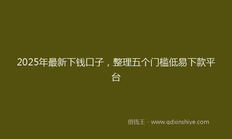 2025年最新下钱口子，整理五个门槛低易下款平台