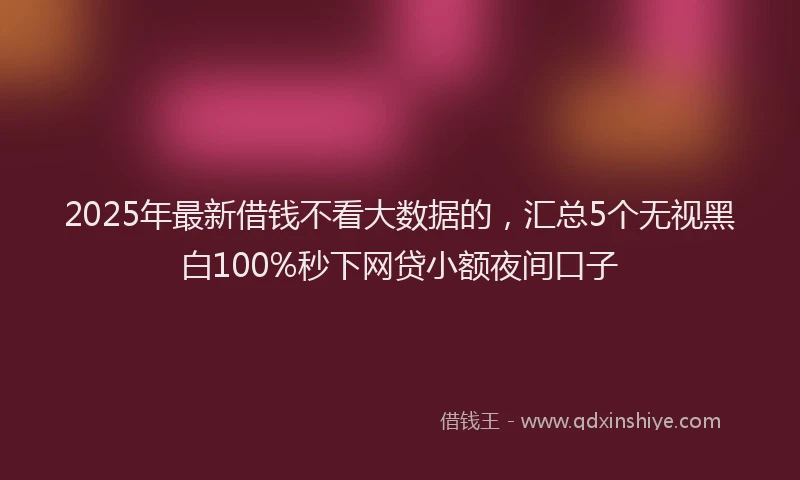 2025年最新借钱不看大数据的，汇总5个无视黑白100%秒下网贷小额夜间口子