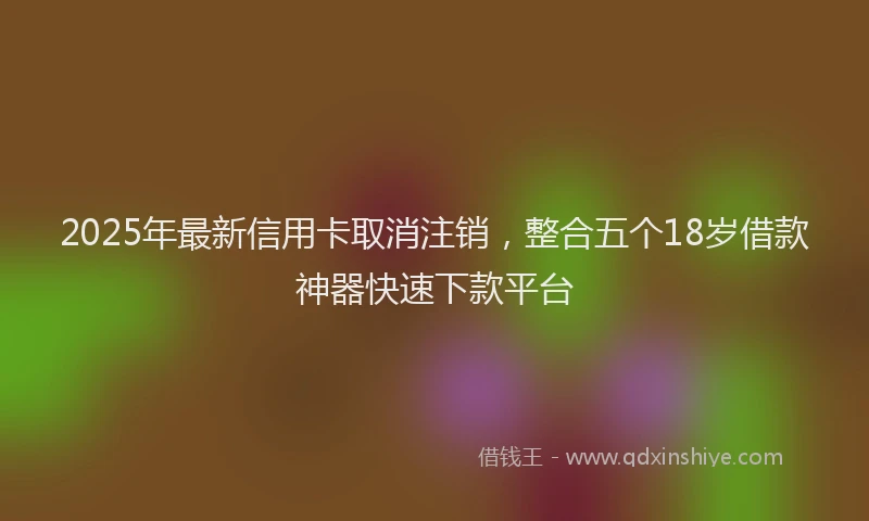 2025年最新信用卡取消注销，整合五个18岁借款神器快速下款平台