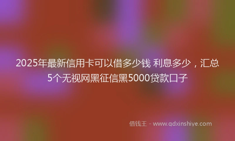 2025年最新信用卡可以借多少钱 利息多少，汇总5个无视网黑征信黑5000贷款口子