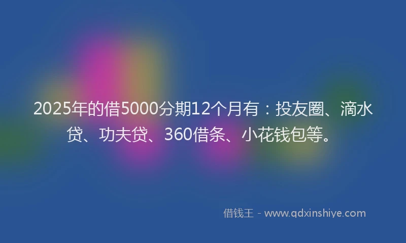 2025年的借5000分期12个月有：投友圈、滴水贷、功夫贷、360借条、小花钱包等。