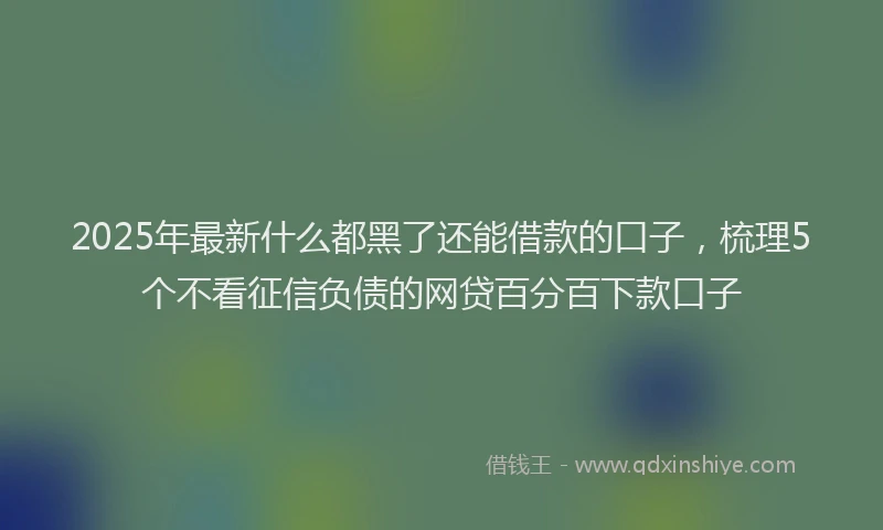 2025年最新什么都黑了还能借款的口子，梳理5个不看征信负债的网贷百分百下款口子