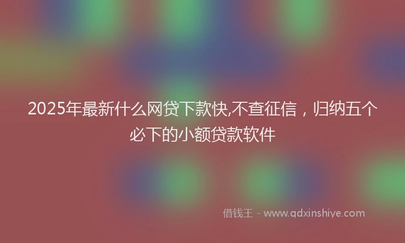 2025年最新什么网贷下款快,不查征信，归纳五个必下的小额贷款软件