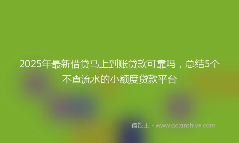 2025年最新借贷马上到账贷款可靠吗，总结5个不查流水的小额度贷款平台