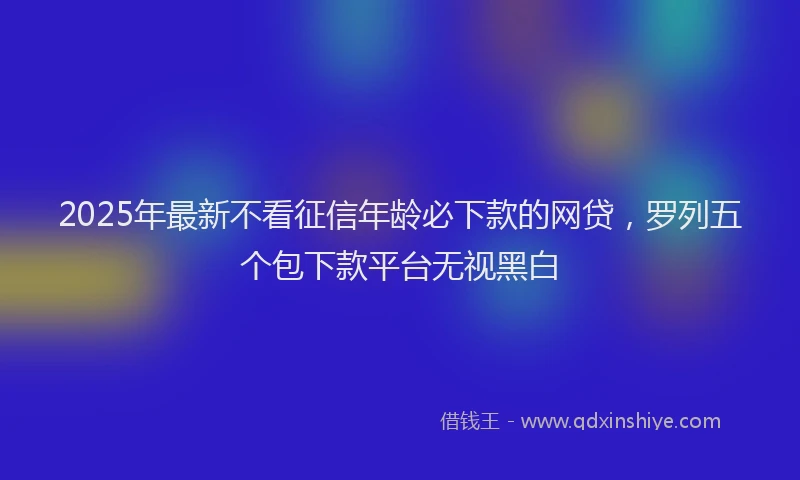 2025年最新不看征信年龄必下款的网贷，罗列五个包下款平台无视黑白