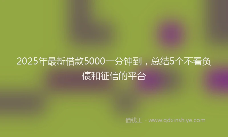2025年最新借款5000一分钟到，总结5个不看负债和征信的平台