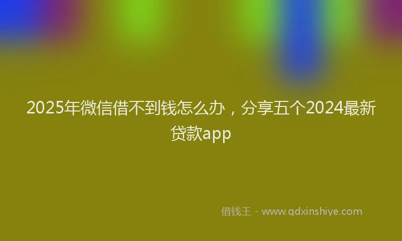 2025年微信借不到钱怎么办，分享五个2024最新贷款app