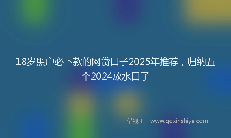 18岁黑户必下款的网贷口子2025年推荐，归纳五个2024放水口子