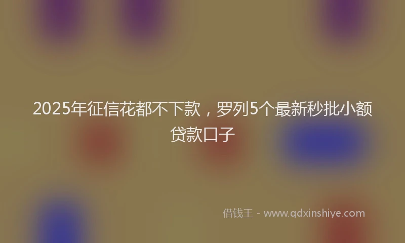 2025年征信花都不下款，罗列5个最新秒批小额贷款口子