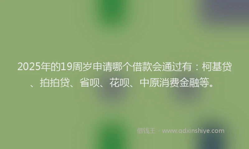 2025年的19周岁申请哪个借款会通过有：柯基贷、拍拍贷、省呗、花呗、中原消费金融等。