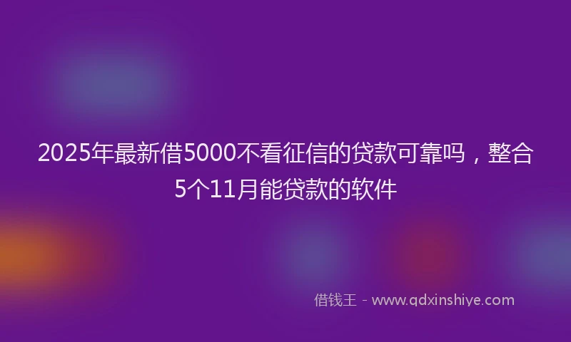 2025年最新借5000不看征信的贷款可靠吗，整合5个11月能贷款的软件