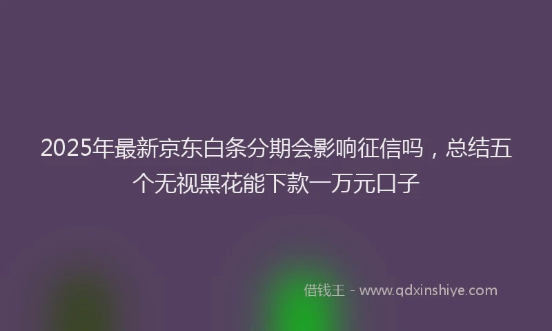 2025年最新京东白条分期会影响征信吗，总结五个无视黑花能下款一万元口子