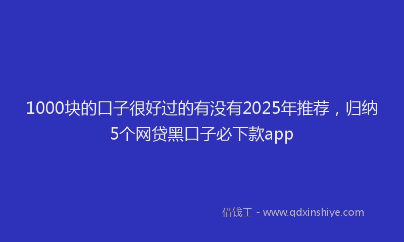 1000块的口子很好过的有没有2025年推荐，归纳5个网贷黑口子必下款app