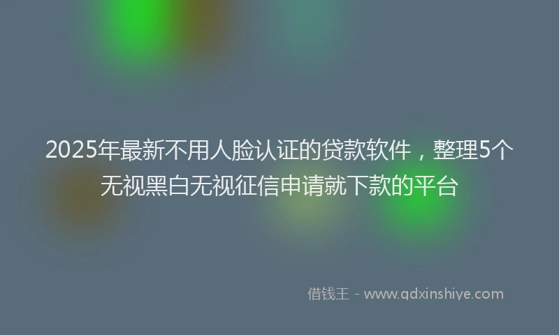 2025年最新不用人脸认证的贷款软件，整理5个无视黑白无视征信申请就下款的平台