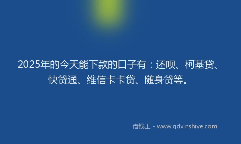 2025年的今天能下款的口子有：还呗、柯基贷、快贷通、维信卡卡贷、随身贷等。