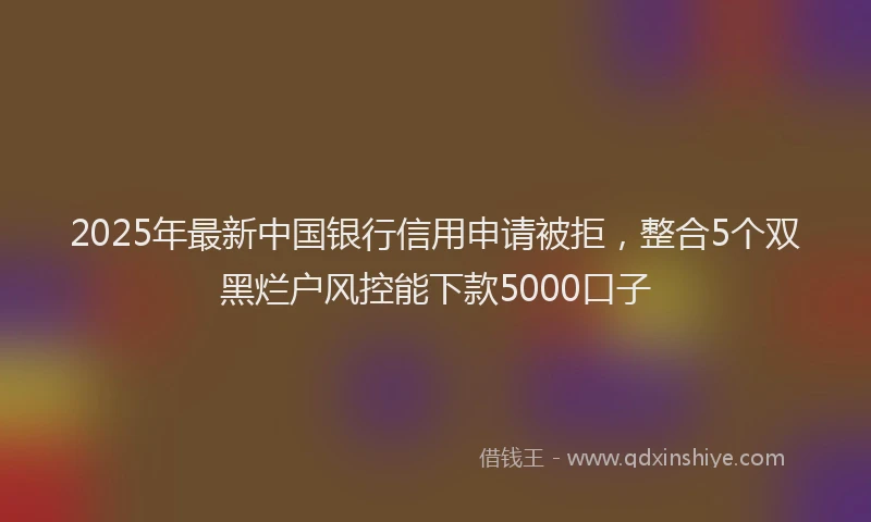2025年最新中国银行信用申请被拒，整合5个双黑烂户风控能下款5000口子