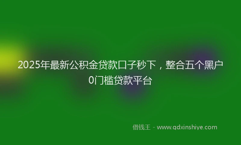 2025年最新公积金贷款口子秒下，整合五个黑户0门槛贷款平台