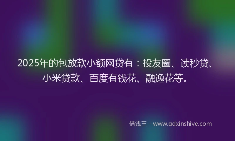 2025年的包放款小额网贷有：投友圈、读秒贷、小米贷款、百度有钱花、融逸花等。