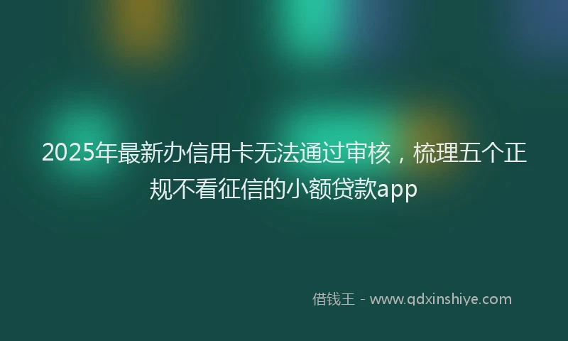 2025年最新办信用卡无法通过审核，梳理五个正规不看征信的小额贷款app