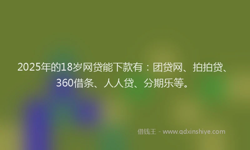 2025年的18岁网贷能下款有：团贷网、拍拍贷、360借条、人人贷、分期乐等。
