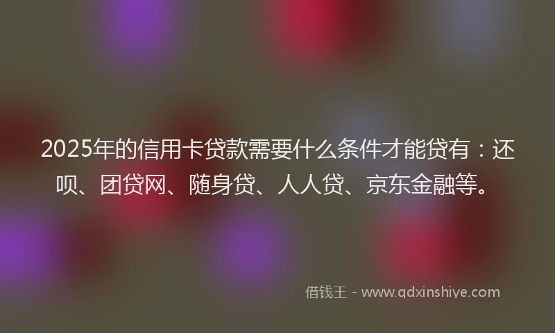 2025年的信用卡贷款需要什么条件才能贷有：还呗、团贷网、随身贷、人人贷、京东金融等。