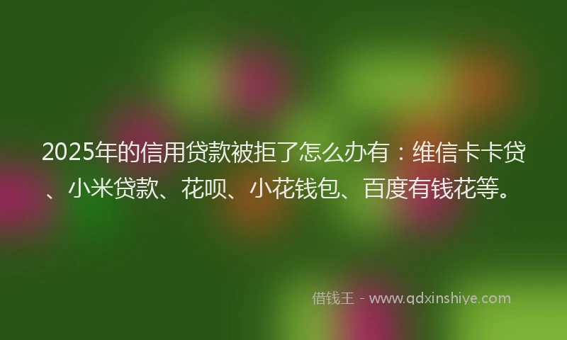 2025年的信用贷款被拒了怎么办有：维信卡卡贷、小米贷款、花呗、小花钱包、百度有钱花等。