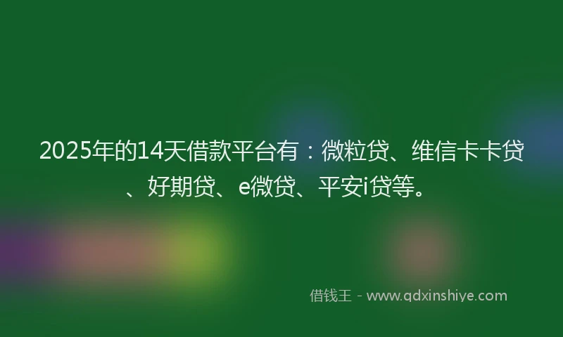 2025年的14天借款平台有：微粒贷、维信卡卡贷、好期贷、e微贷、平安i贷等。