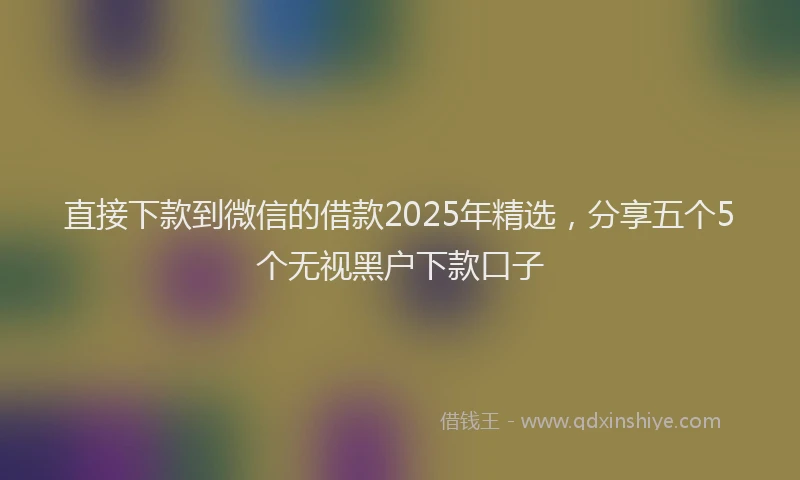 直接下款到微信的借款2025年精选，分享五个5个无视黑户下款口子