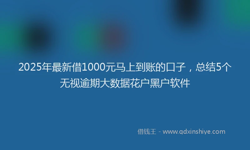 2025年最新借1000元马上到账的口子，总结5个无视逾期大数据花户黑户软件