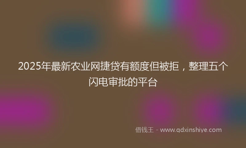 2025年最新农业网捷贷有额度但被拒，整理五个闪电审批的平台