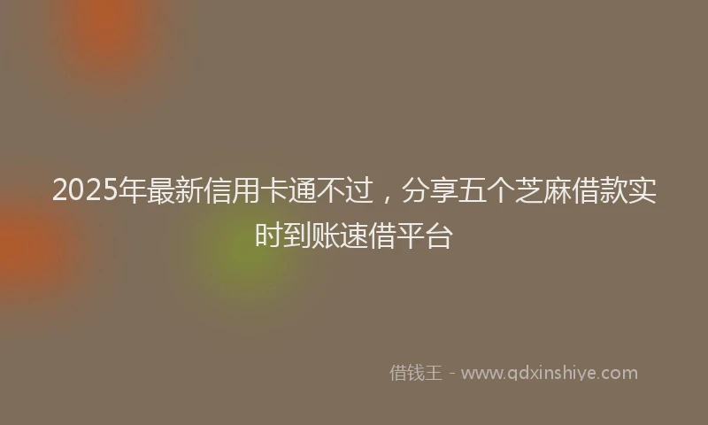 2025年最新信用卡通不过，分享五个芝麻借款实时到账速借平台