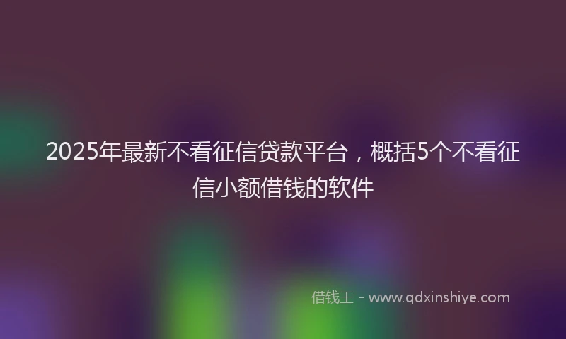 2025年最新不看征信贷款平台，概括5个不看征信小额借钱的软件