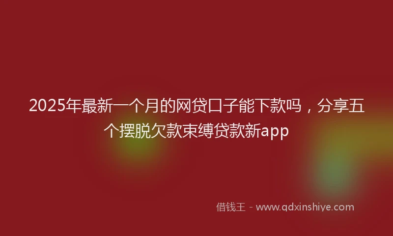 2025年最新一个月的网贷口子能下款吗，分享五个摆脱欠款束缚贷款新app