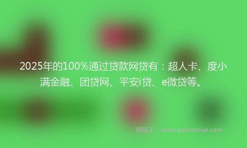2025年的100%通过贷款网贷有：超人卡、度小满金融、团贷网、平安i贷、e微贷等。