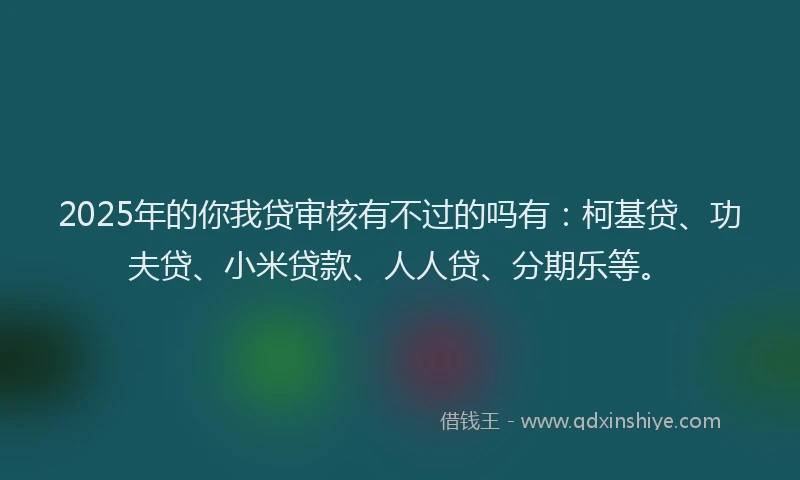 2025年的你我贷审核有不过的吗有：柯基贷、功夫贷、小米贷款、人人贷、分期乐等。