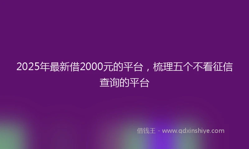 2025年最新借2000元的平台，梳理五个不看征信查询的平台
