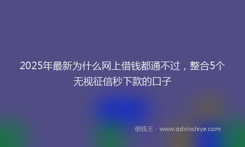 2025年最新为什么网上借钱都通不过，整合5个无视征信秒下款的口子