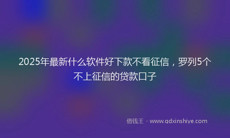 2025年最新什么软件好下款不看征信，罗列5个不上征信的贷款口子