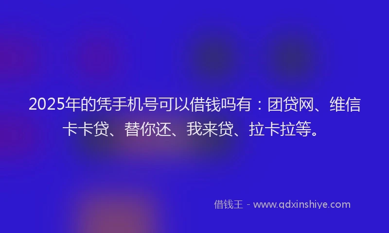 2025年的凭手机号可以借钱吗有：团贷网、维信卡卡贷、替你还、我来贷、拉卡拉等。
