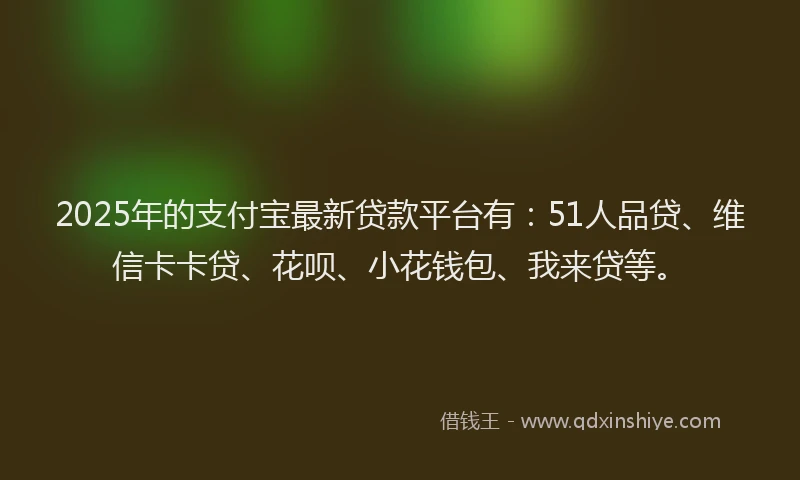 2025年的支付宝最新贷款平台有：51人品贷、维信卡卡贷、花呗、小花钱包、我来贷等。